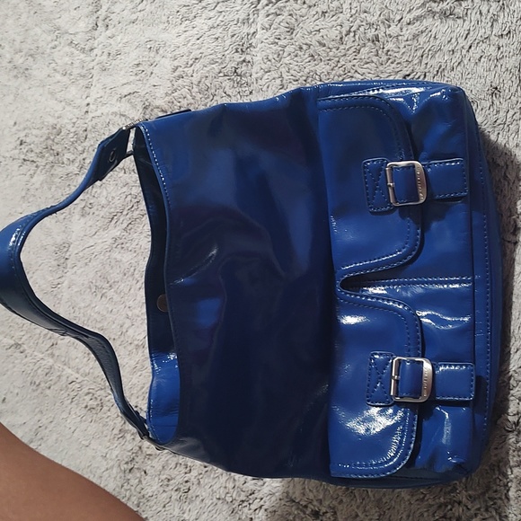 Michael Kors Blue Patent Leather Astor Bedford Work Tote Satchel - Picture 2 of 4